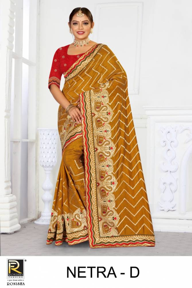 Ronisha Netra New Fancy Exclusive Wear Vichitra Silk Designer Saree Collection